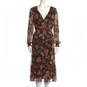 Sezane floral print mid length dress size 36